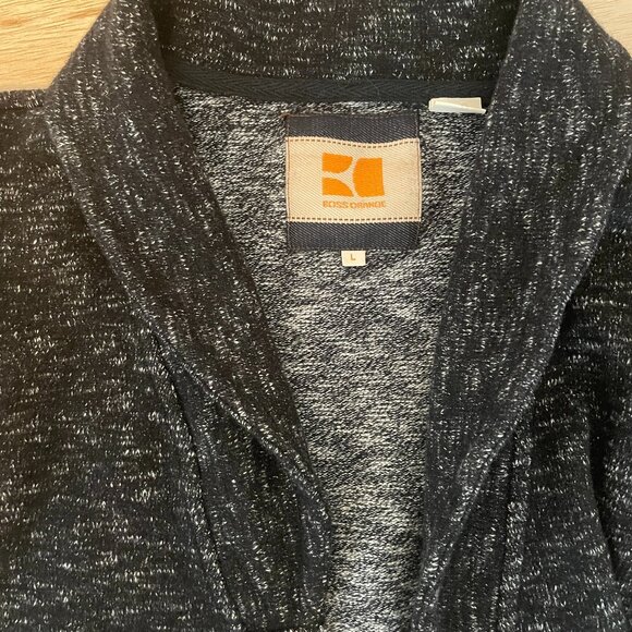 BOSS ORANGE Thick Cardigan Sweater Jacket - black and white, pockets - Picture 2 of 10